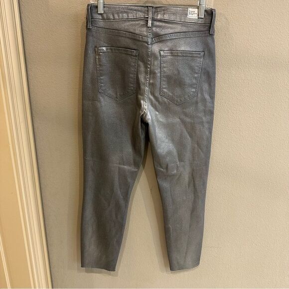 Frank & Eileen Sligo Italian Waxed Denim Jeans Size 29 Silver Metallic Dime - Picture 4 of 13